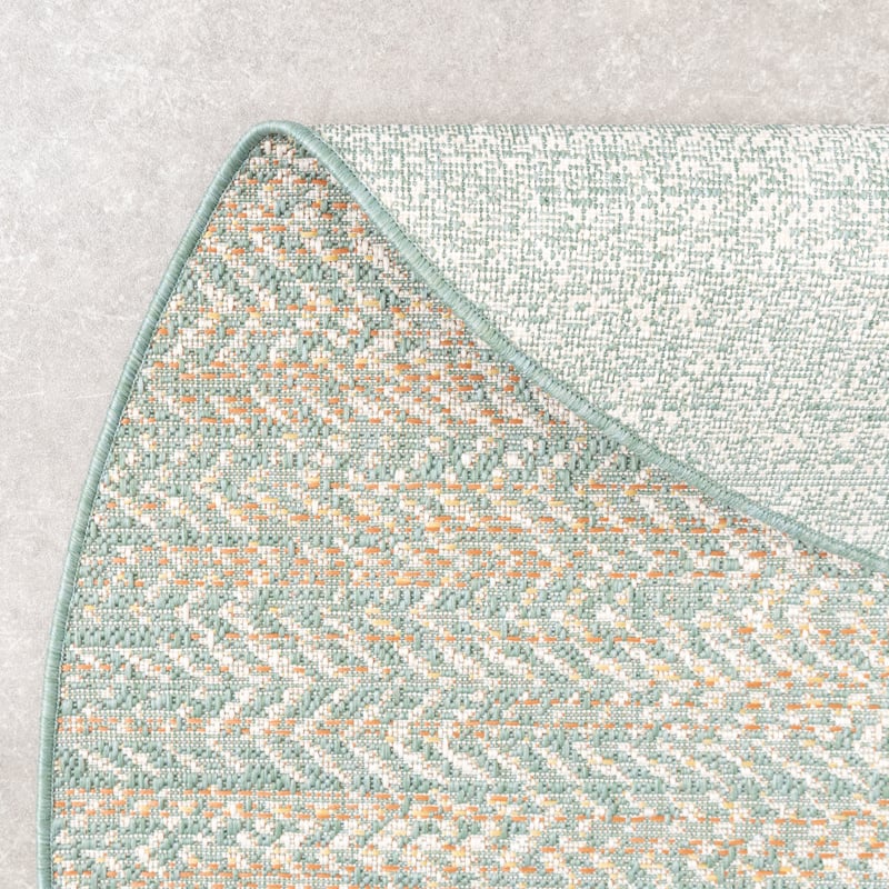 Round Modern Outdoor Rug - Playa Aztec Green