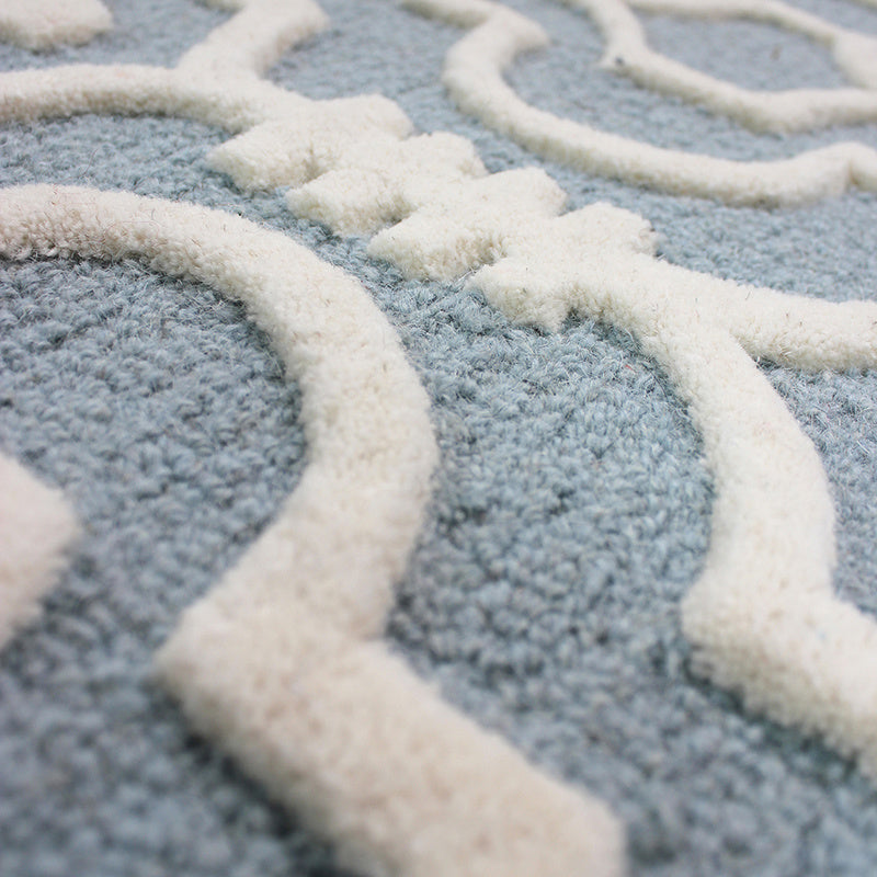 Wool floor rug - Morino Nador Blue/White