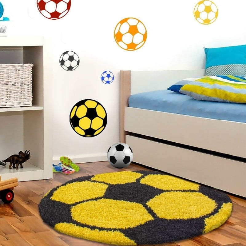Round High-Pile Floor Rug - Fun Yellow