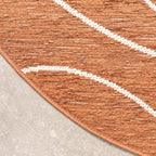 Round Modern Outdoor Rug - Porto Lines Terracotta