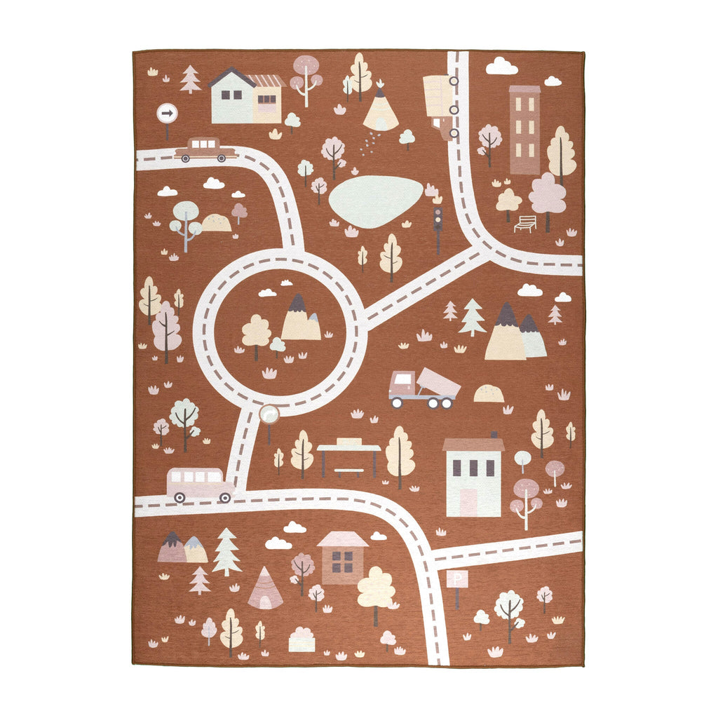 Car Play Rug - Rocky Ride Terracotta