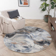 Round Abstract Rug - Xavier Wave Blue/Grey