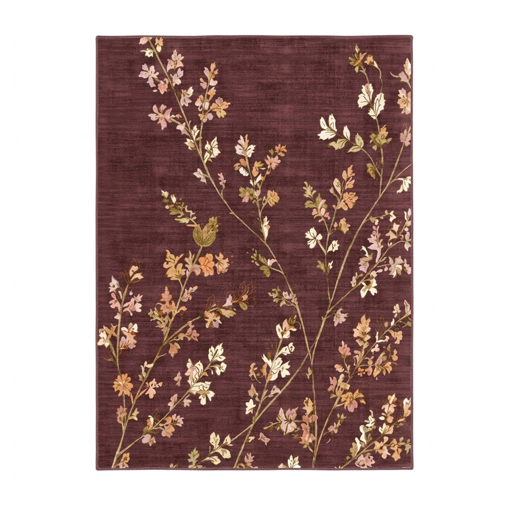 Washable rug - Misty Floral Brown