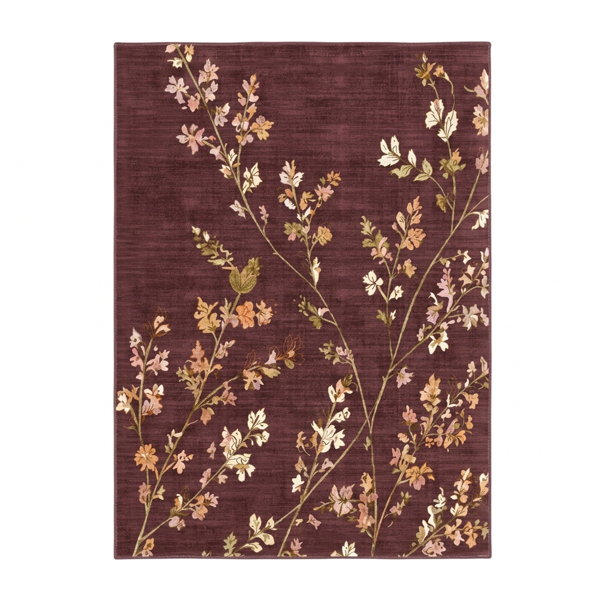 Washable rug - Misty Floral Brown