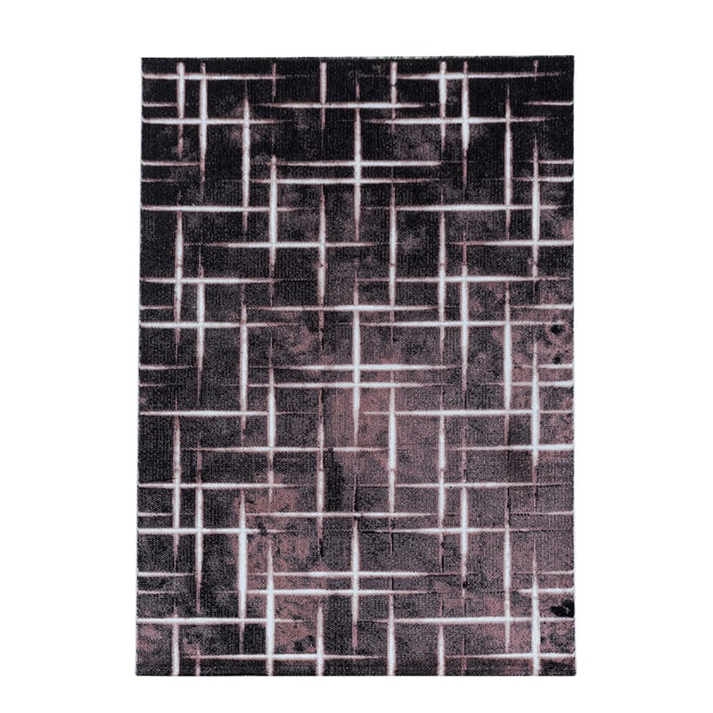 Modern Floor Rug - Streaky Scratch Pink/White