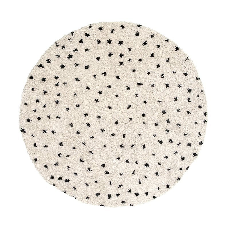 Round High Pile Rug - Grand Dots Cream/Black