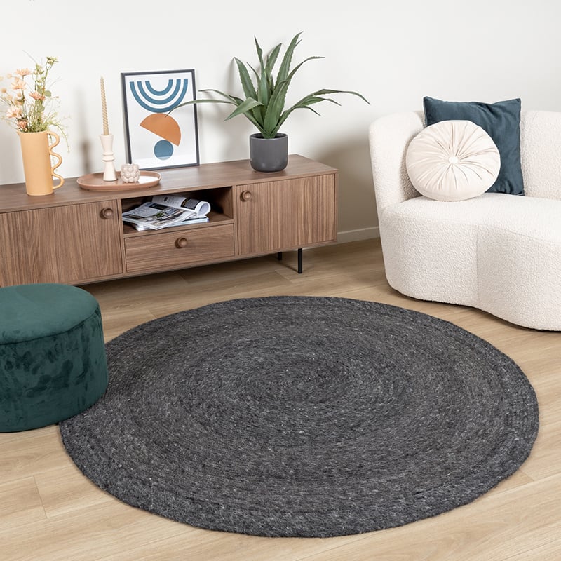 Round Wool Rug - Wise Anthracite
