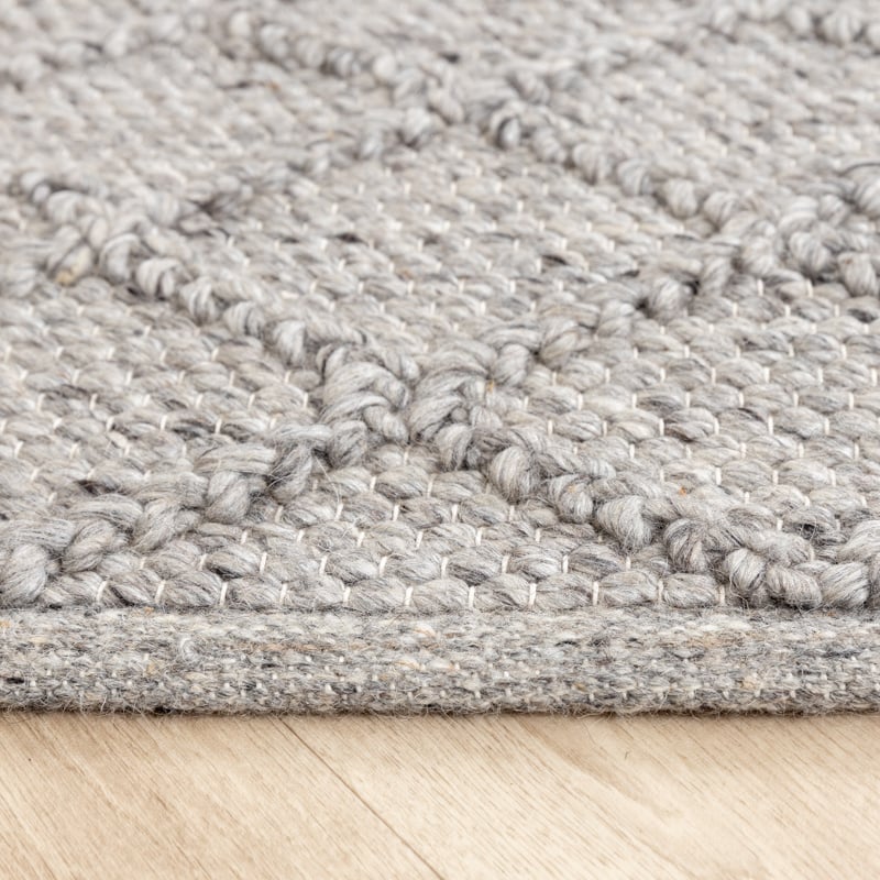 Wool Braided Rug - Knit Grey