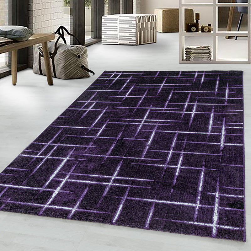 Modern floor rug - Streaky Scratch Purple/White