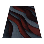 Modern Area Rug - Streaky Waves Red/Black