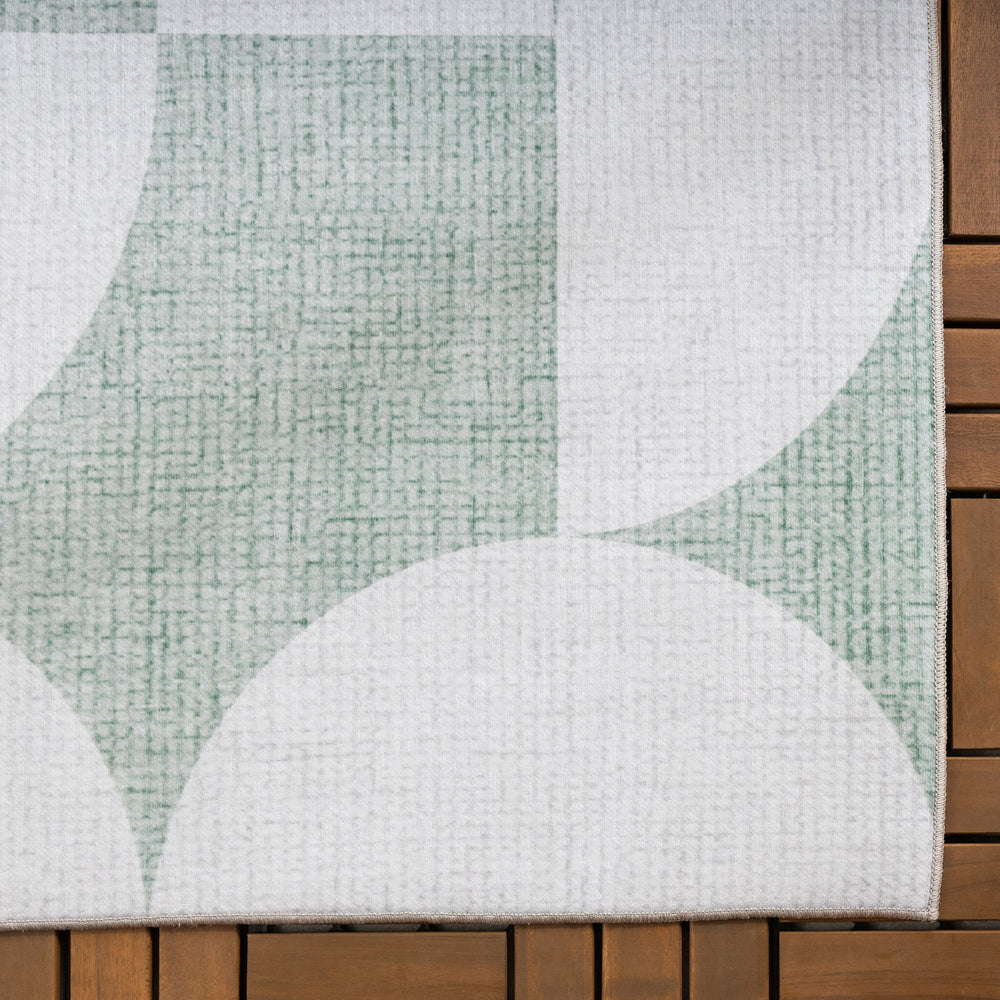 Abstract Outdoor Rug - Groovy Tiles Green