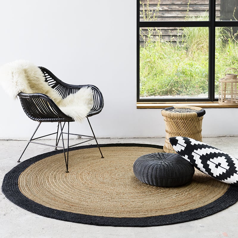 Jute Rug - Fair Round Natural/Black