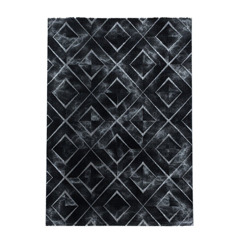 Modern Floor Rug - Marble Square Anthracite/Silver