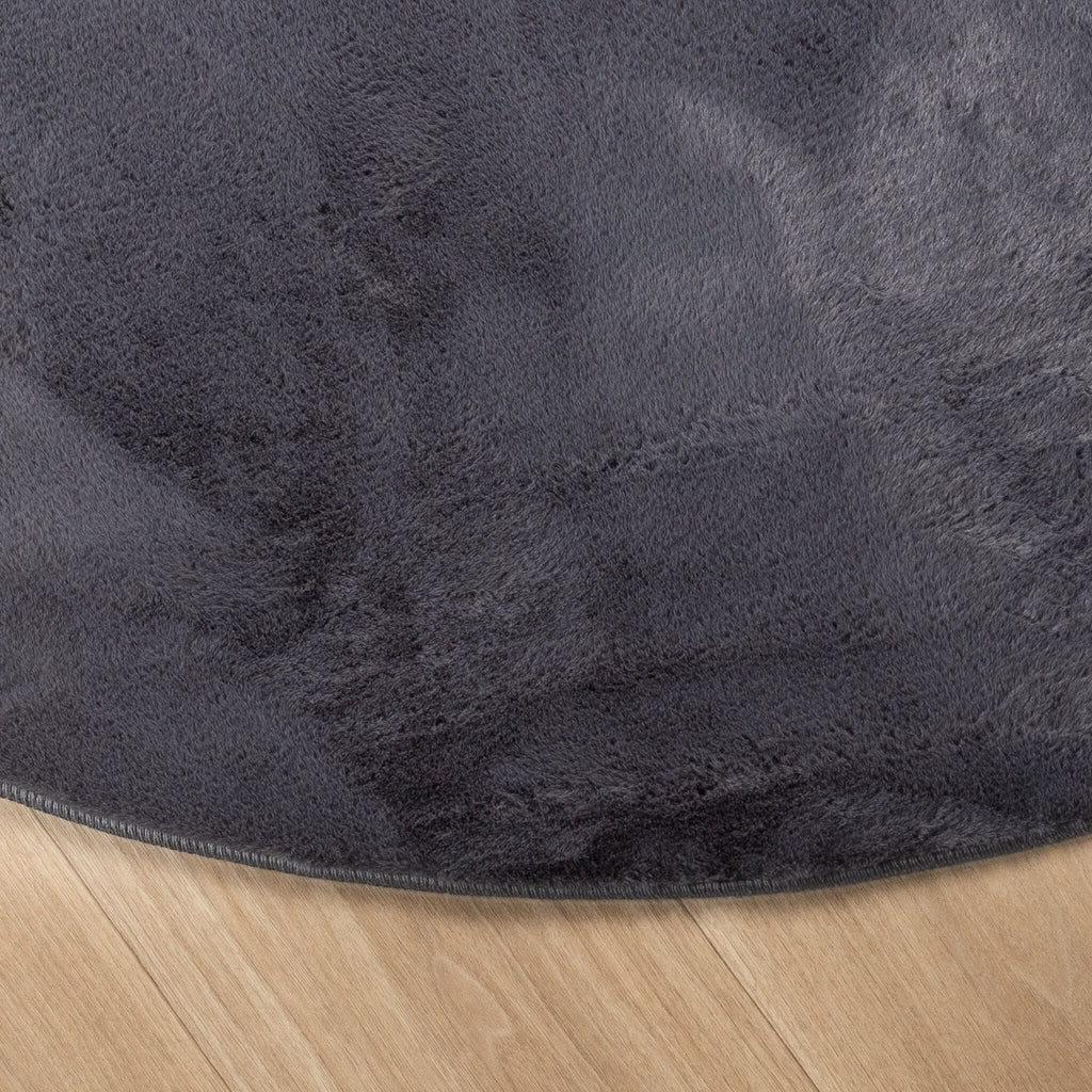 Round Low-Pile Rug - Cozy Anthracite