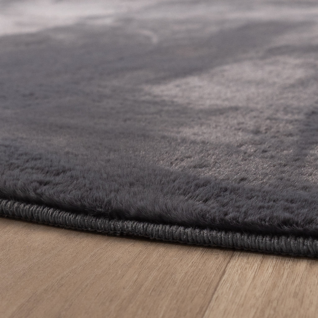 Round Low-Pile Rug - Cozy Anthracite