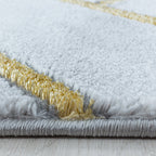 Modern Floor Rug - Marble Pattern Grey/Gold