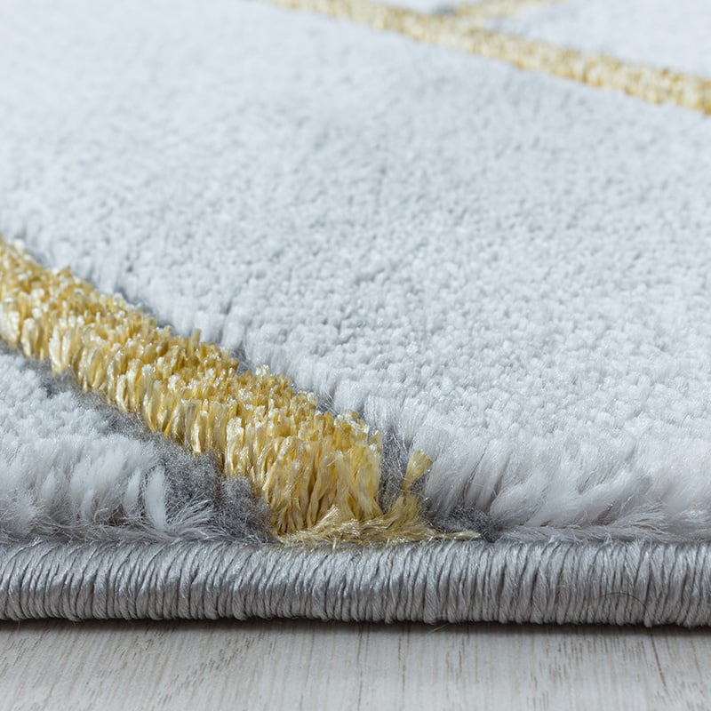 Modern Floor Rug - Marble Pattern Grey/Gold