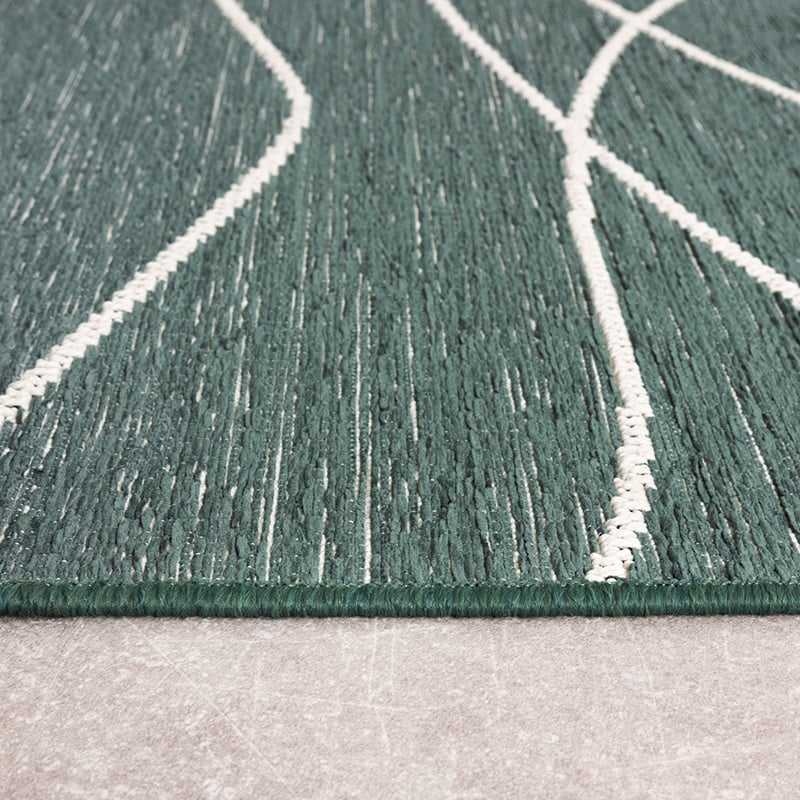 Modern Outdoor Rug - Porto Lines Dark Green