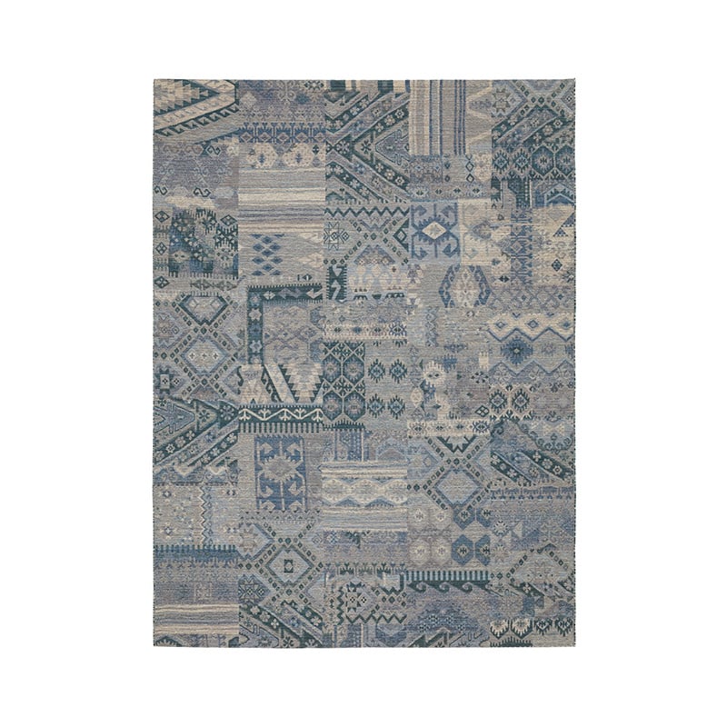 Wool Patchwork Floor Rug - Olympus 5000 Blue