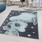 Kids floor rug - Fleurtje Dragon Blue