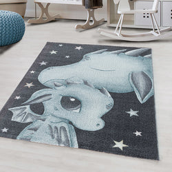 Kids floor rug - Fleurtje Dragon Blue