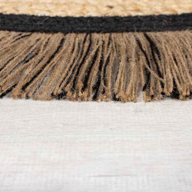 Round jute floor rug - Kahano Natural/Black