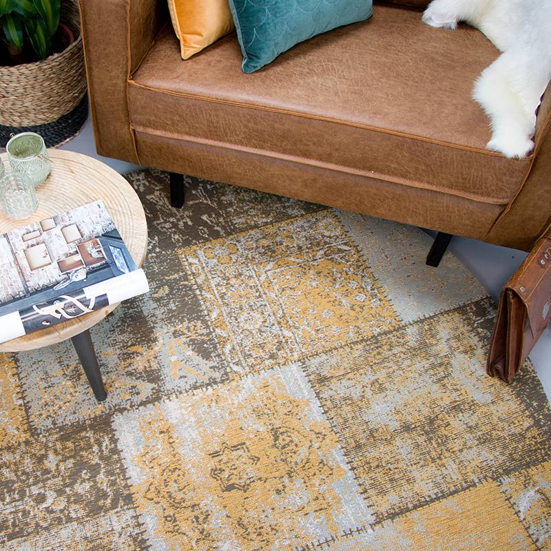 Round Patchwork Rug - Dreams Ochre Yellow