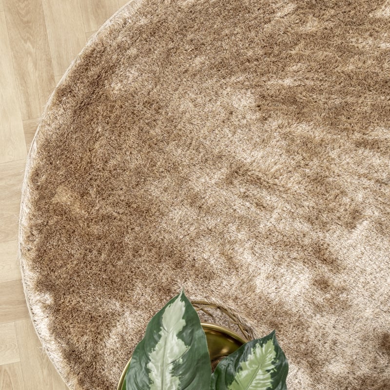Round High Pile Rug - Glorious Champagne/Cream