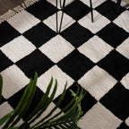 Checkerboard Rug - Blox Fringe Black
