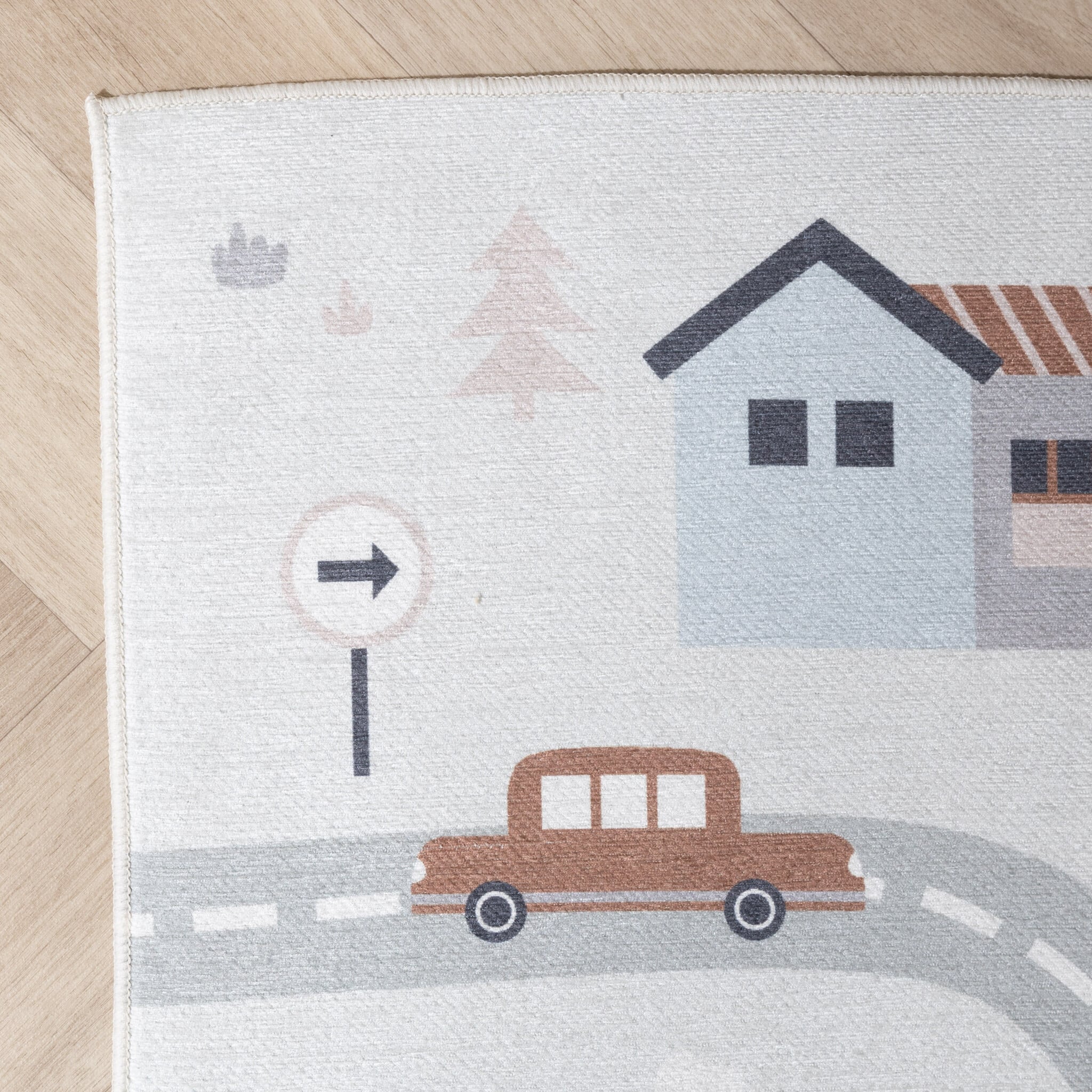 Car Play Rug - Rocky Ride White