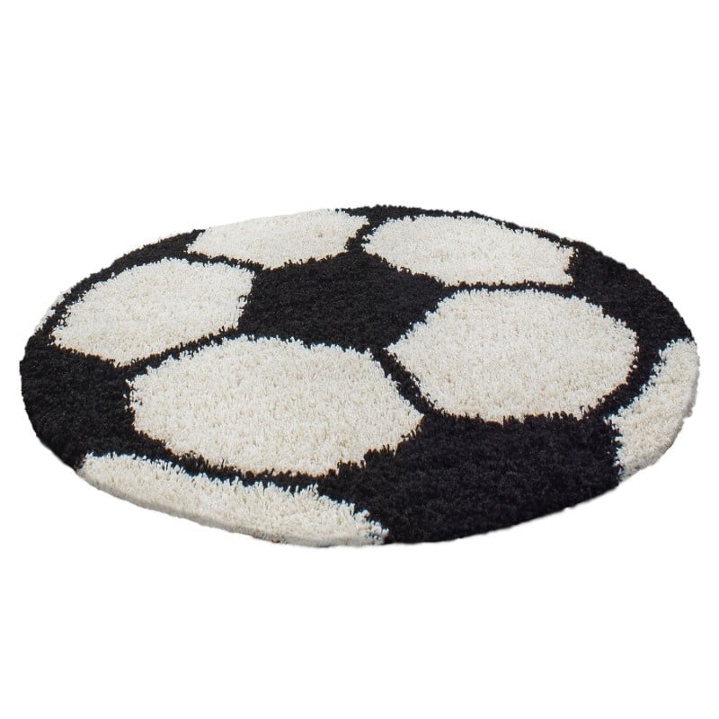 Round High-Pile Floor Rug - Fun Black