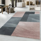 Retro Rug - Stencil Rectangles Pink/Grey