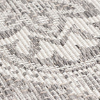 Round Outdoor Rug - Summer Oriental Light Grey