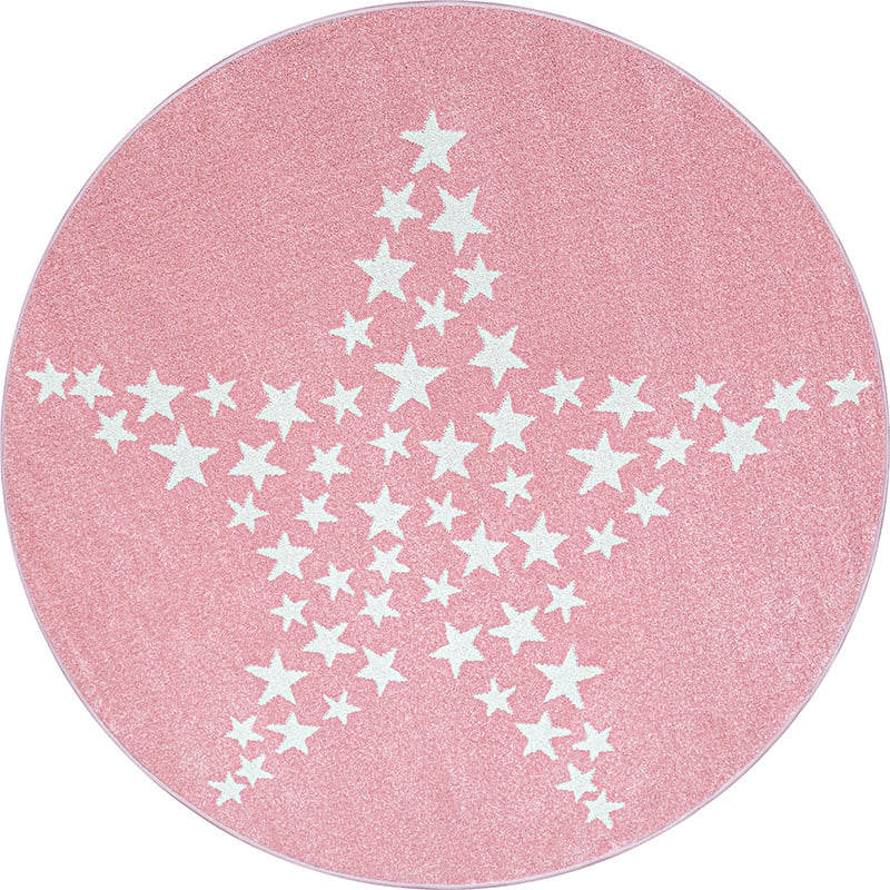 Round children's floor rug - Bambi Star Pink
