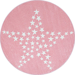 Round children's floor rug - Bambi Star Pink