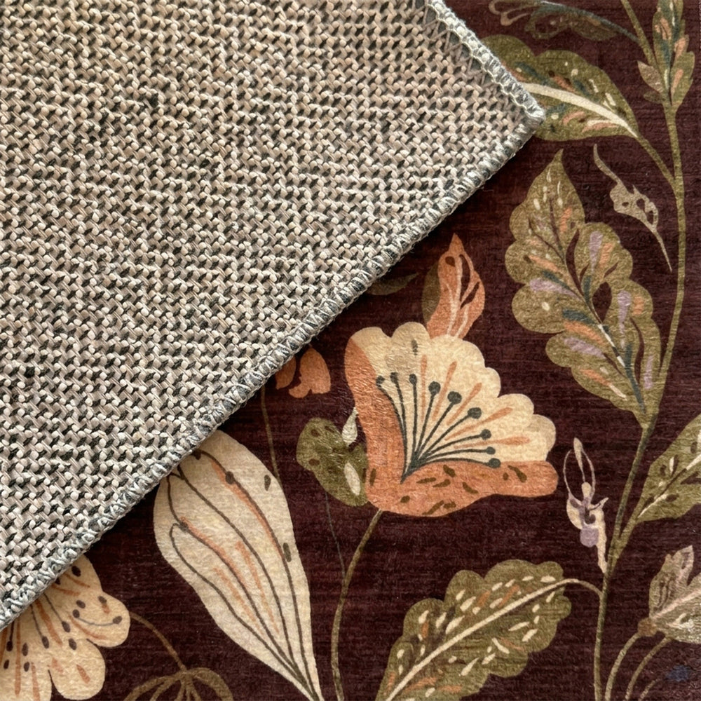 Washable rug – Misty Flowers Brown