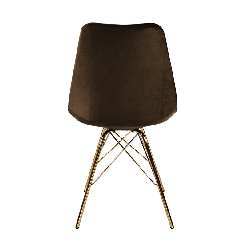 Chair Velvet Coffee Brown - Gold frame