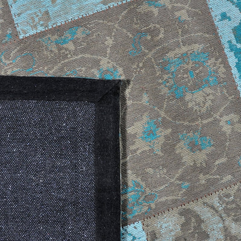 Patchwork floor rug - Delany Grey/Aqua