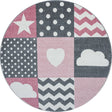 Round children's floor rug - Ava Multi/Pink