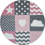 Round children's floor rug - Ava Multi/Pink