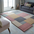 Abstract Floor Rug - Stracto Collage Pink/Beige