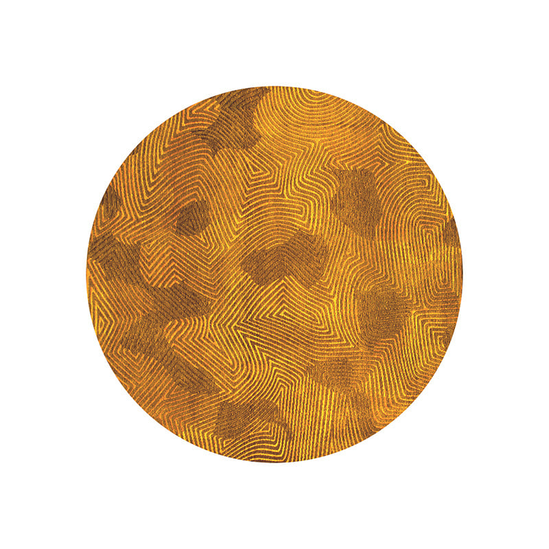 Round Modern Floor Rug - Meditation Coral 9226 Ocher Yellow