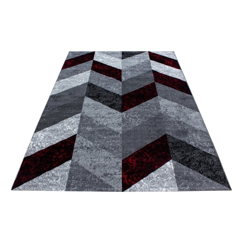 Modern Floor Rug - Plus Red 8006