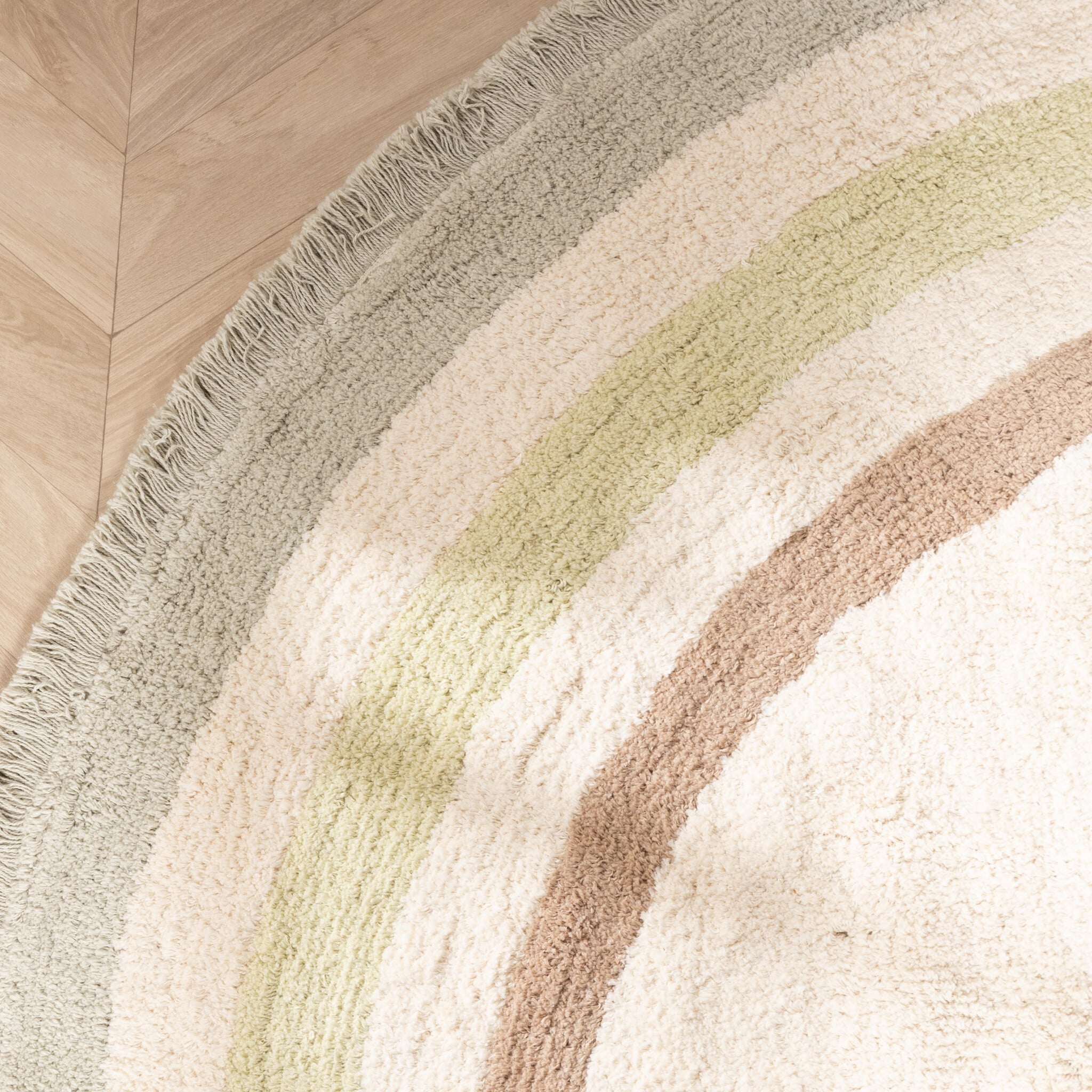 Round washable kids rug - Milo Green