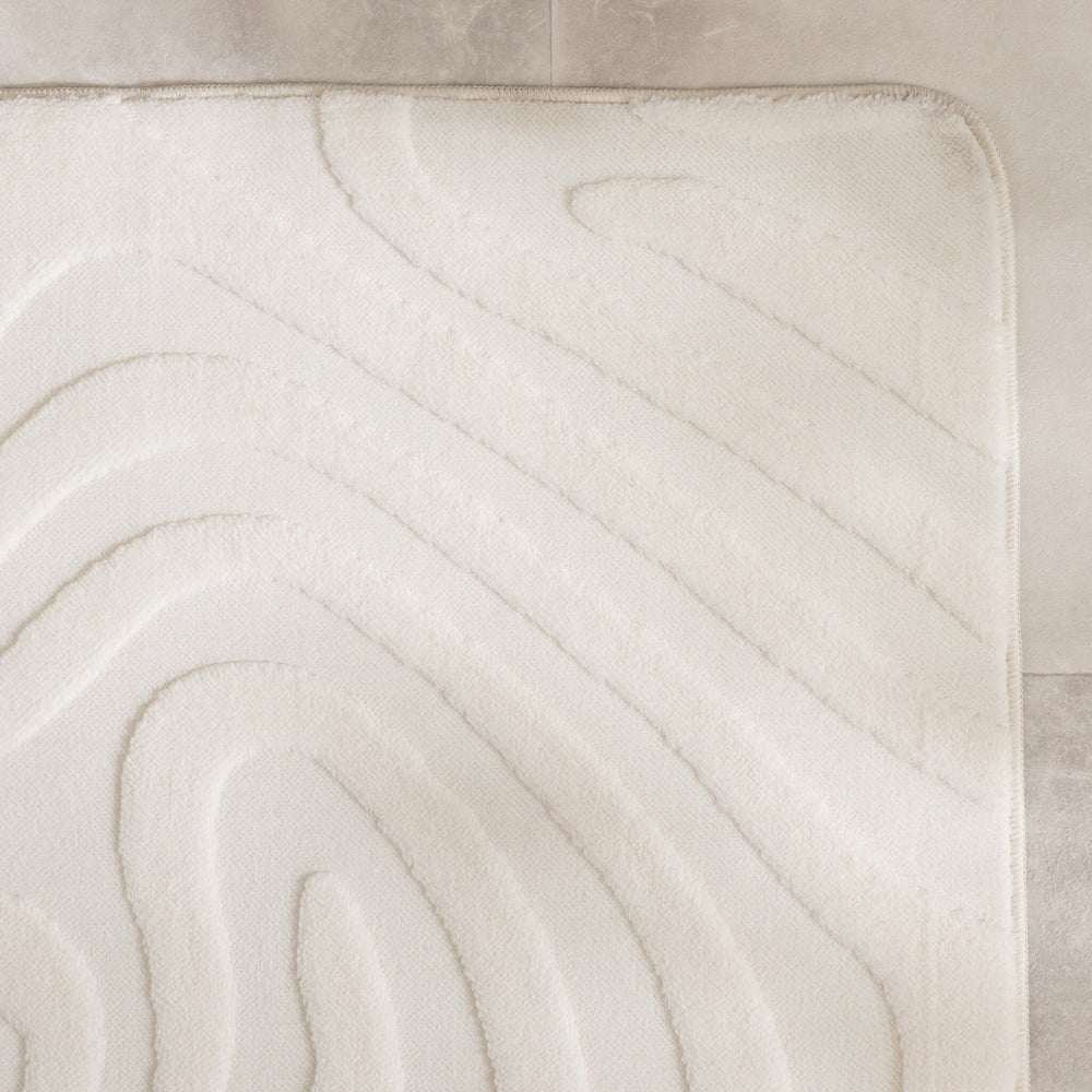 Bathroom Rug - Cassie Shapes White