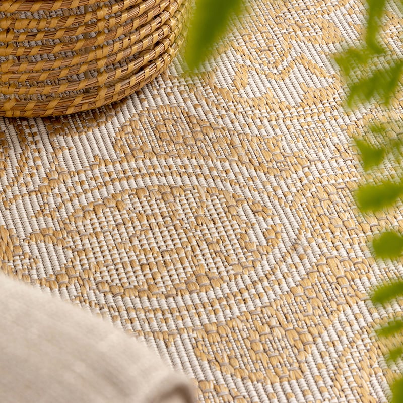 Round Outdoor Rug - Summer Oriental Yellow