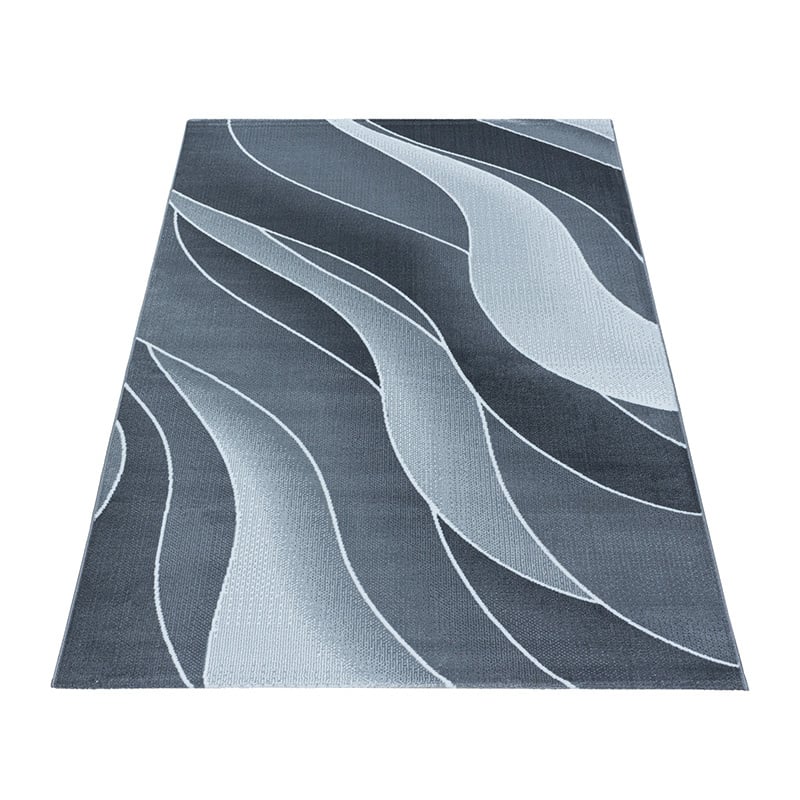 Modern floor rug - Streaky Waves Grey/White