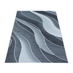Modern floor rug - Streaky Waves Grey/White