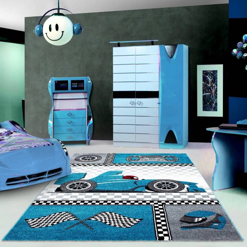Children's floor rug - Mila Car Blue