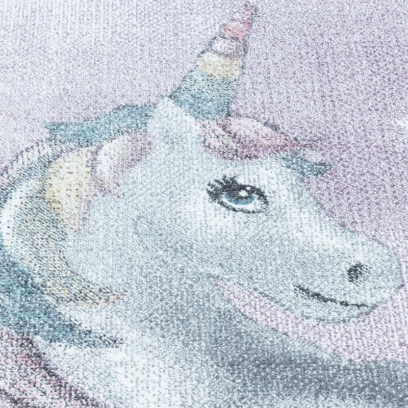 Round Children's Floor Rug Unicorn - Pretty Purple